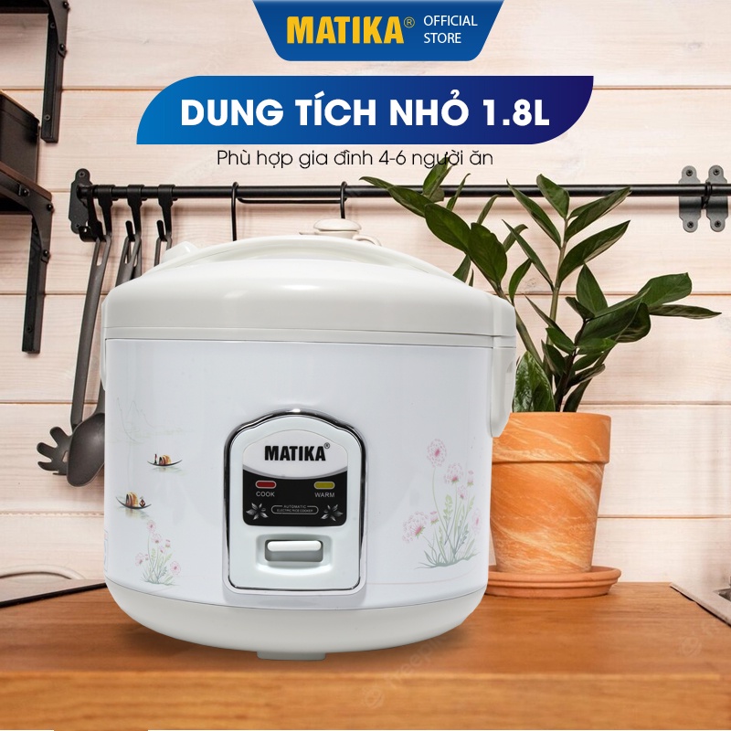 [Mã ELHADEV giảm 4% đơn 300K] Nồi Cơm Điện MATIKA 1.8L MTK-RC1812