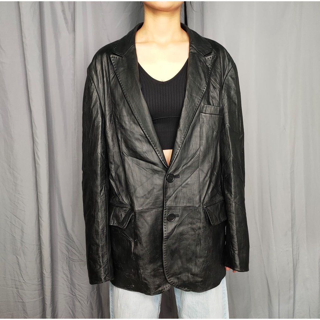 Áo Blazer da thật nam/nữ size XL Second-hand- Đồ Si Bon AD145