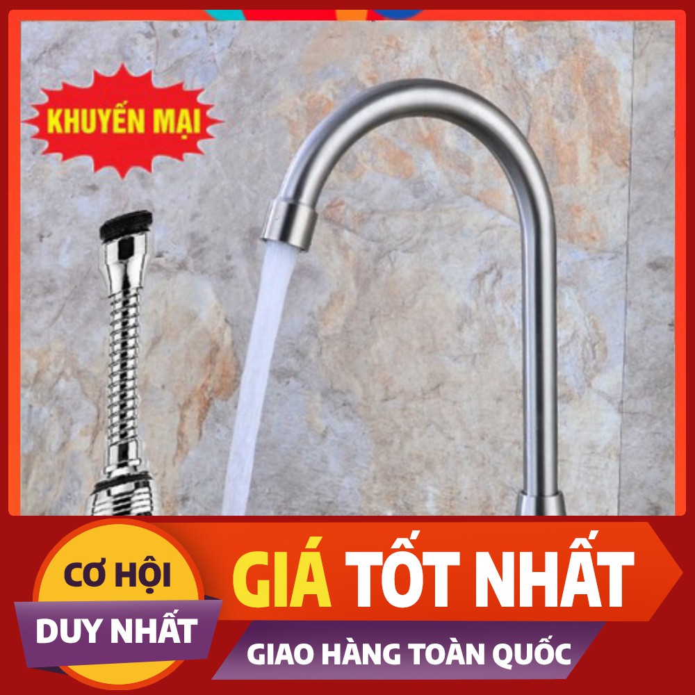 Vòi đơn lạnh chậu rửa bát, rửa chén inox 304 tặng đầu vòi rửa dây dài và dây cấp inox VRB902-DV02