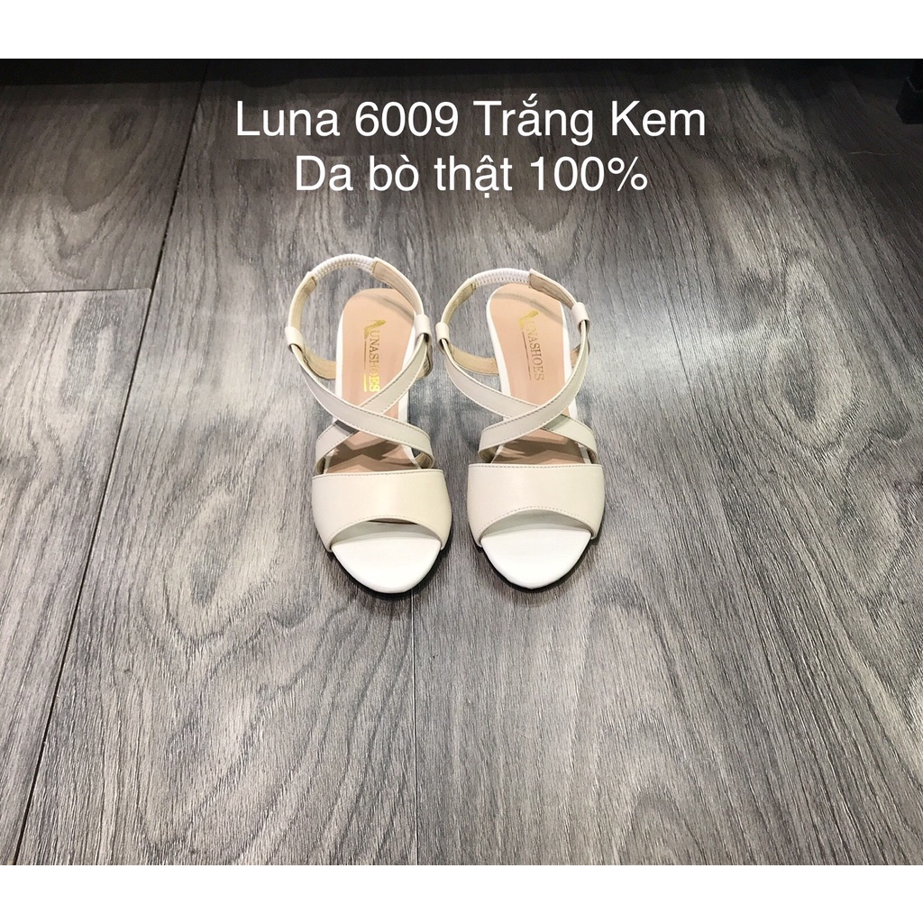 Dép sandal nữ đế bệt Lunashoes 6009 giày da bò thật mềm êm chân bảo hành 24 tháng