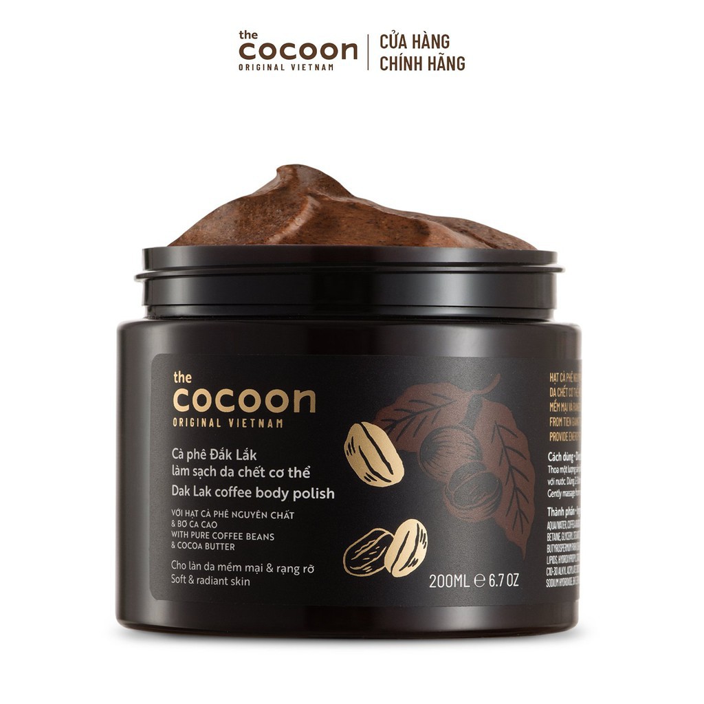 [FREE SHIP-HÀNG CHÍNH HÃNG] Cà phê Đắk Lắk làm sạch da chết cơ thể Cocoon 200ml