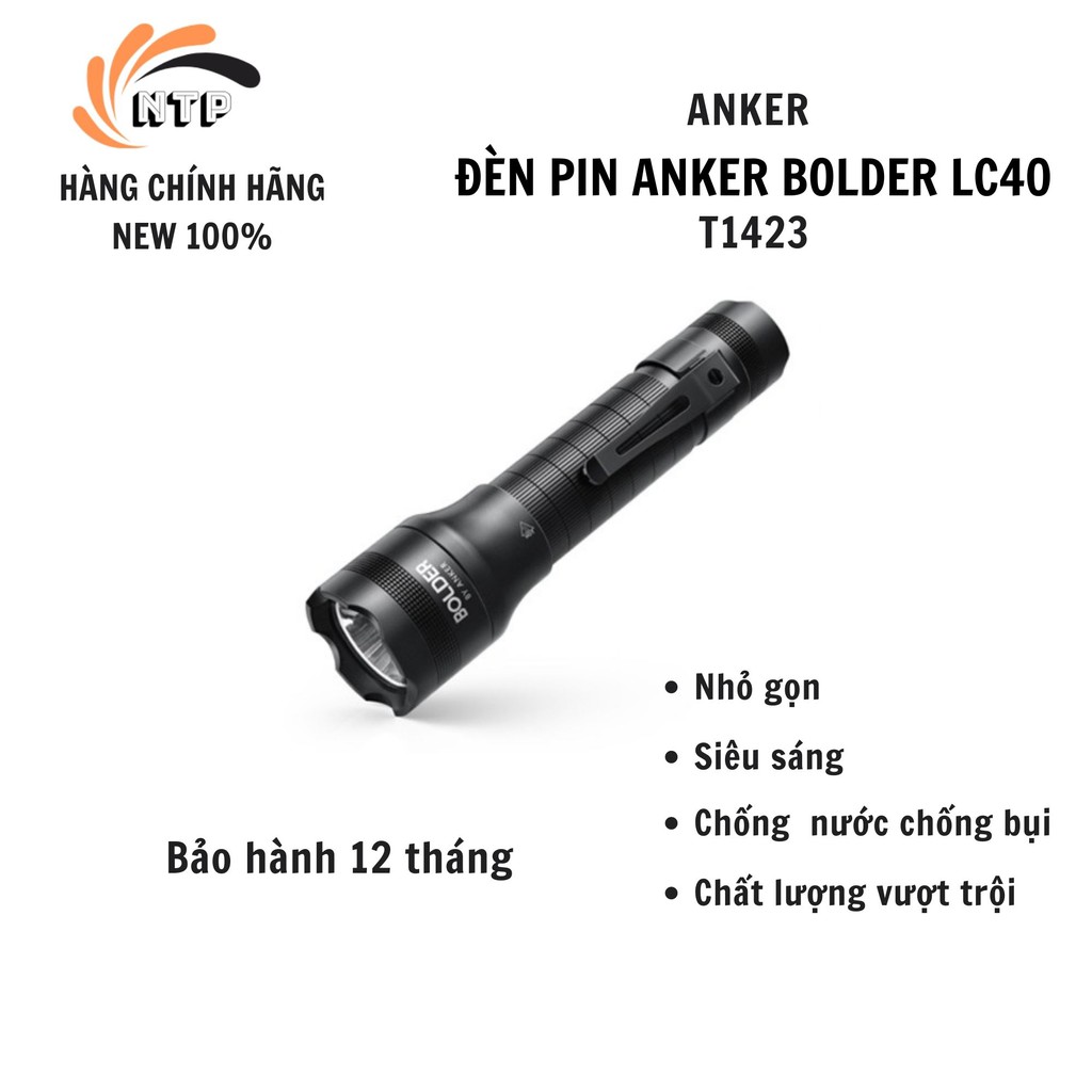 Đèn pin siêu sáng ANKER Bolder LC40 - T1423 - Hàng chính hãng bảo hành 12 tháng