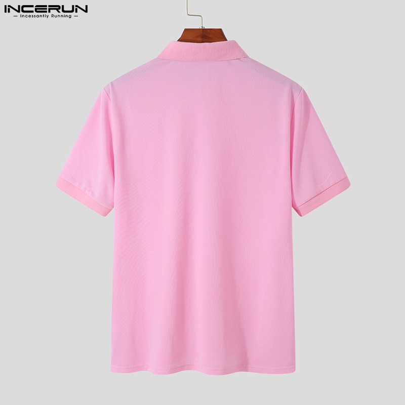 INCERUN Áo Thun Polo Tay Ngắn Có 3 Màu Thời Trang Trẻ Trung Cho Nam