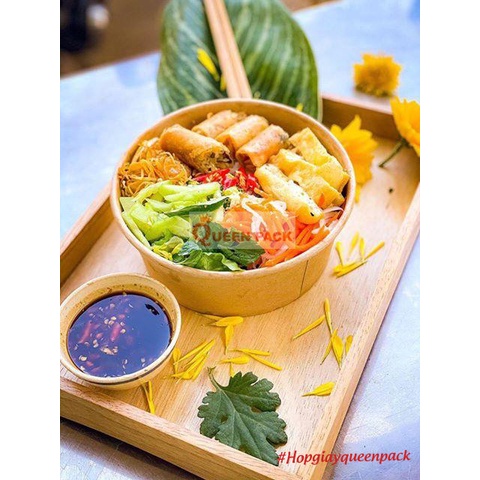 COMBO 50 TÔ GIẤY KRAFT 750ml/1000ml KHÔNG NẮP đựng thực phẩm, dùng cho món phở, bún, cháo nhà hàng khách sạn
