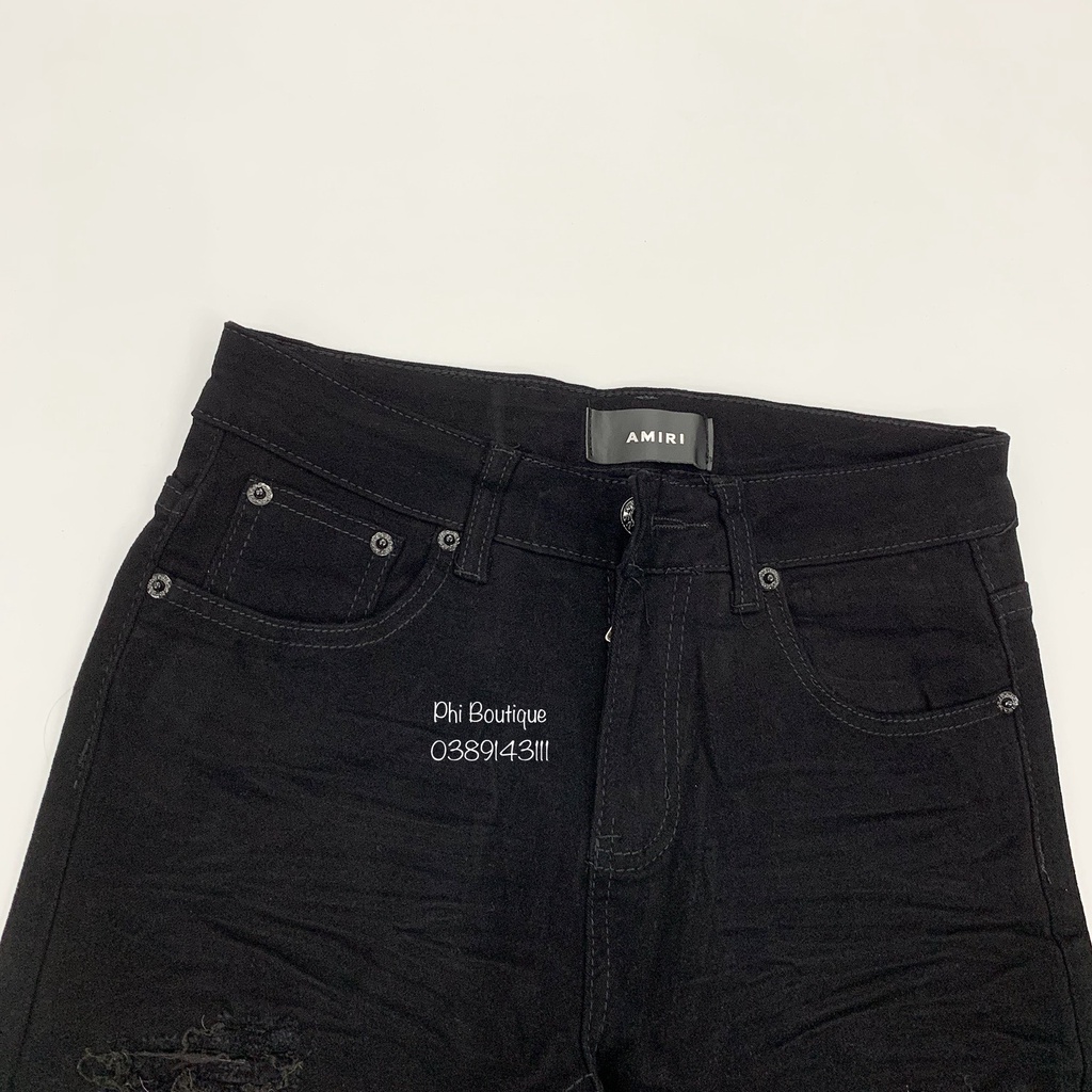 Quần Jean Đen Nam Rách Xước Vá Da Nhăn Xanh Đùi Gối Cực Sang QJ107P