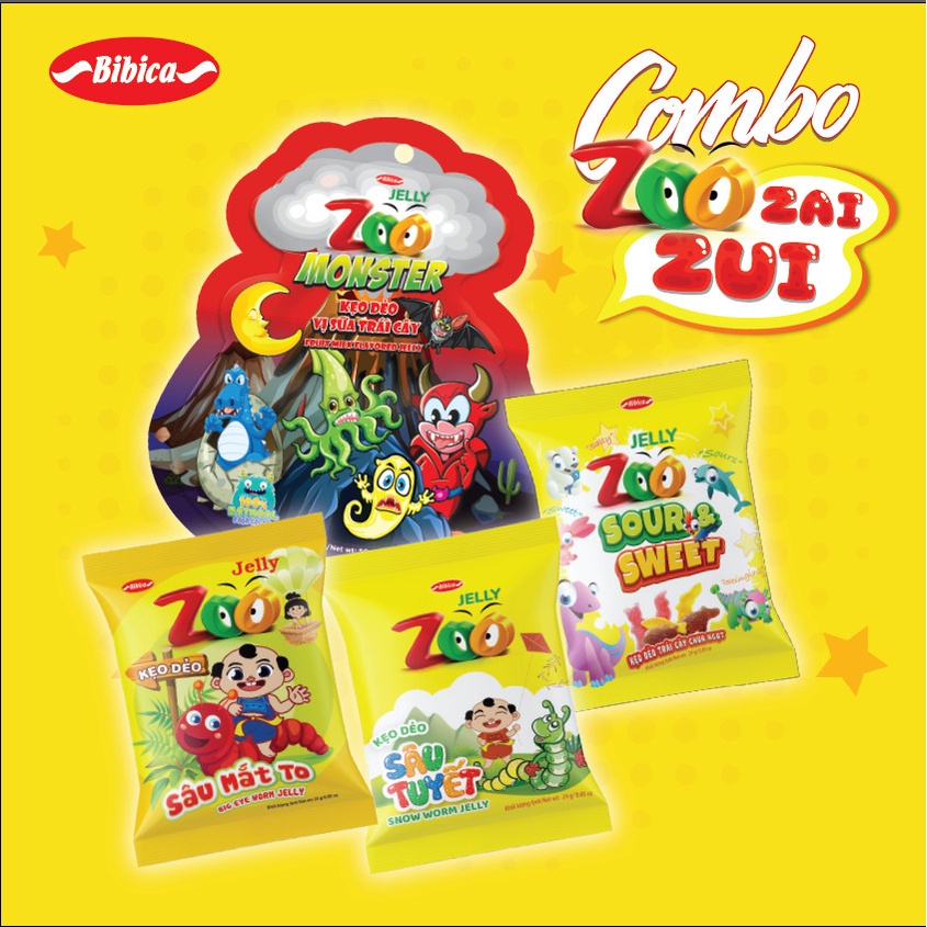 Combo 16 Kẹo Dẻo Zoo Bibica dai dai đủ hương vị