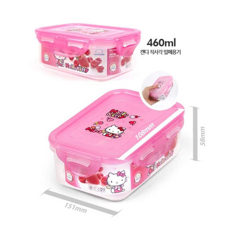 Hộp Nhựa Hình Chữ Nhật Lock&amp;Lock Hello Kitty LKT818 (460ml)