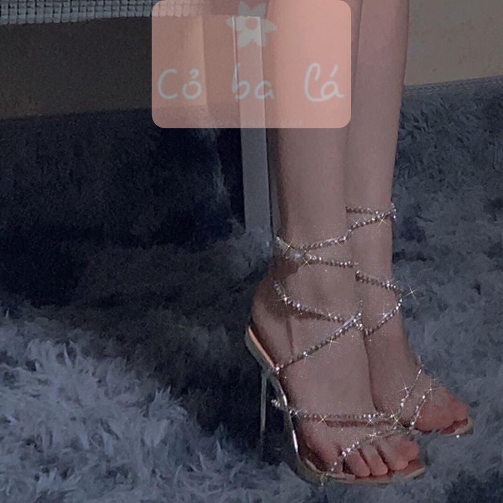 GIÀY NỮ CAO CẤP COBALA SHOES - SANDAL GÓT NHỌN QUAI MẢNH - SANDAL CHIẾN BINH CỘT DÂY ĐÍNH ĐÁ CÁ TÍNH 9 PHÂN - G22082100