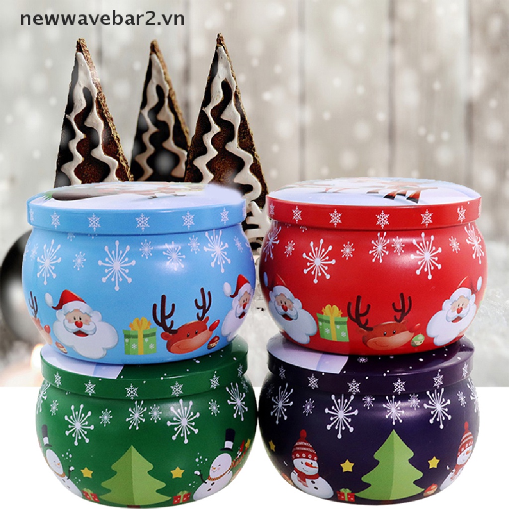 [newwavebar] Hộp Thiếc Tròn Mini Đựng Kẹo Giáng Sinh Có Thể Thơm.