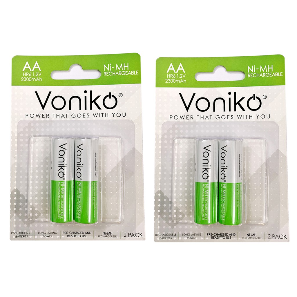 Pin sạc VONIKO USA AA HR6 1,2v 2300mAh 2 vỉ 4 viên