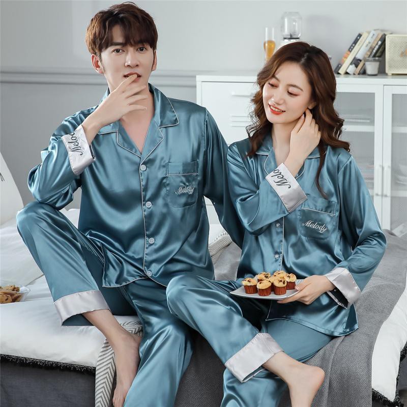 Bộ Lụa Satin Mặc Nhà Cặp Đôi ☘️Đồ Ngủ Pijama Lụa Cao Cấp Mát Mềm Mịn Melody❤️IVY631