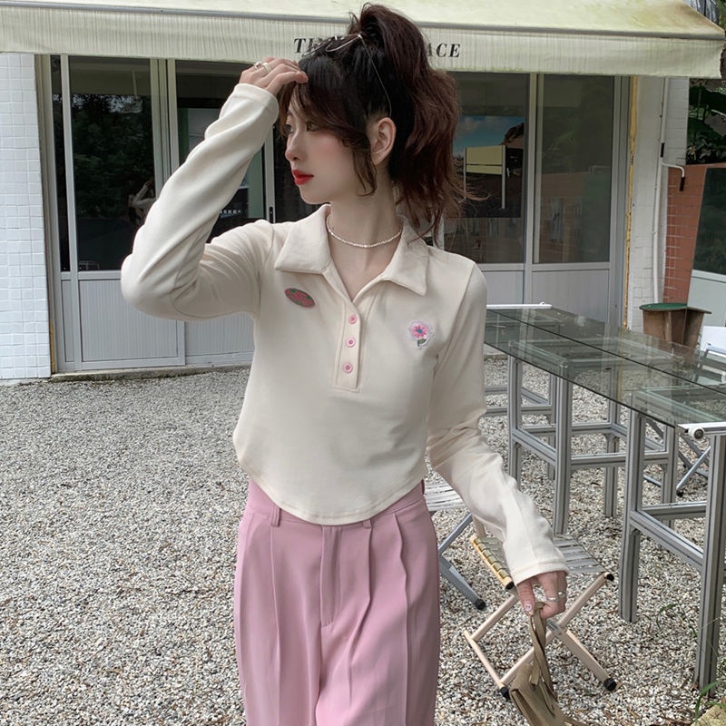 Jiashucheng Áo Sơ Mi Ngắn Ôm Dáng Tay Dài Phong Cách Mới Cho Nữ