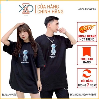 Áo thun NOWSAIGON Robot tay lỡ form rộng vải Cotton, T-Shirt Now saigon Robot Unisex