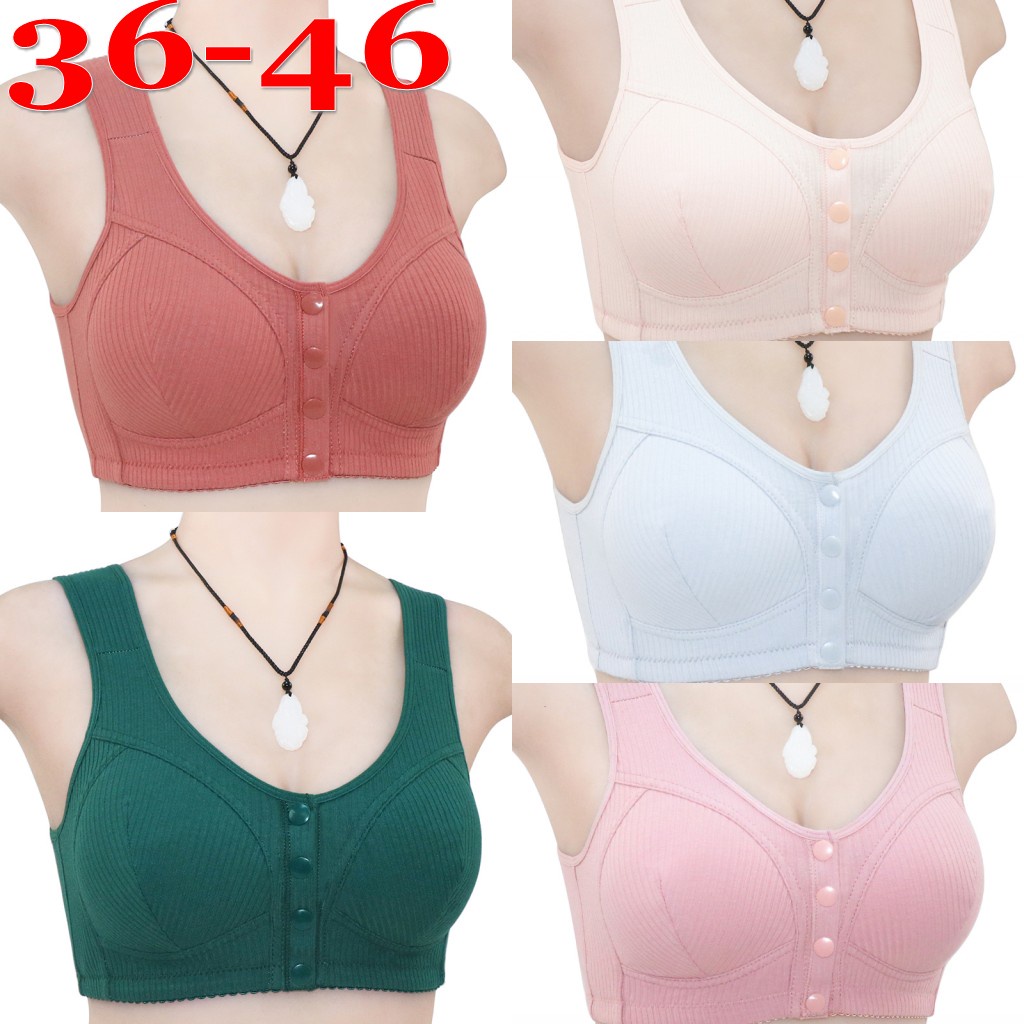 Áo Ngực Cotton Cài Nút Phía Trước Kiểu Mới Dành Cho Phụ Nữ Trung Niên Và Người Lớn Tuổi