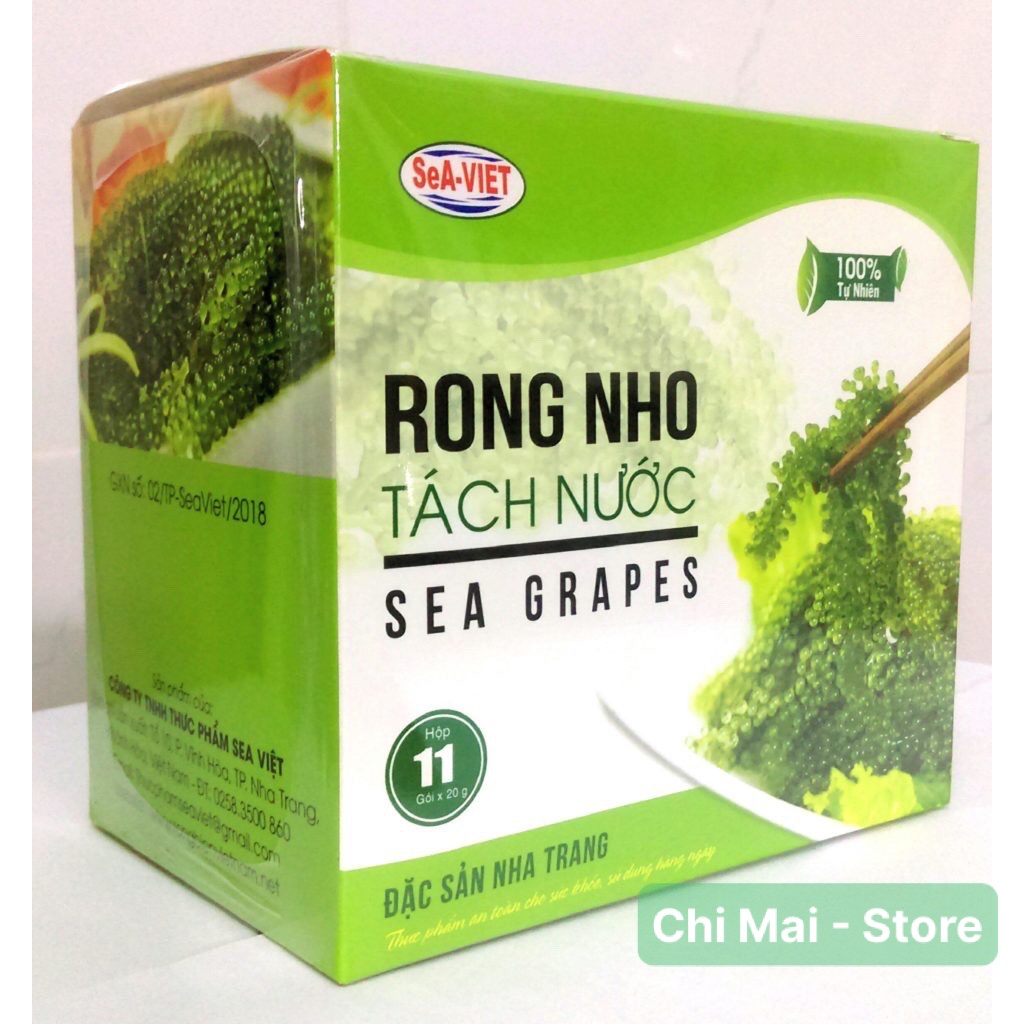 [TẶNG 1 GÓI XỐT] Rong nho tách nước Sea Việt - HỘP 220G (gồm 11 gói 20g)