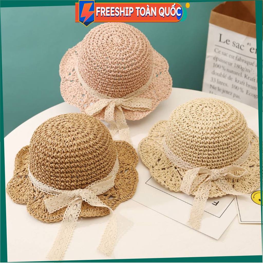 PVN17295 Mũ cói, mũ trẻ em có thể chỉnh theo kích cỡ đầu T2 .