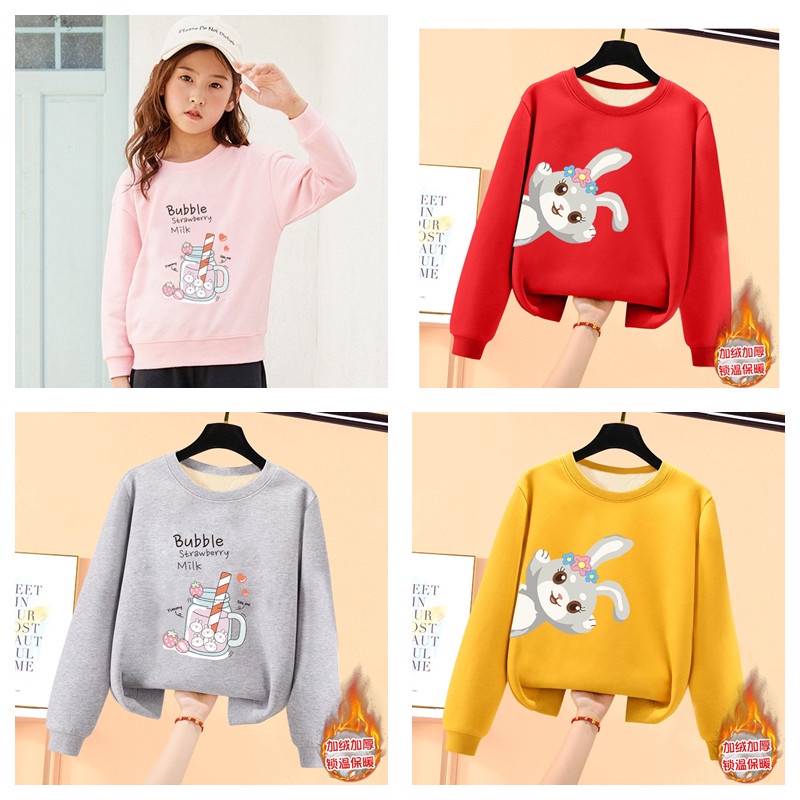 Áo sweater lông xù tay dài ấm áp xinh xắn cho bé gái