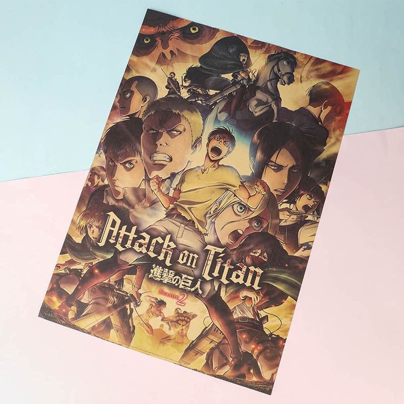 Poster Phim Attack On Titan Phong Cách Retro Trang Trí Quán Cà Phê / Nhà Hàng