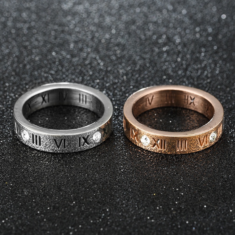Nhẫn Cặp Bằng Thép Titan Đính Đá Zircon Thời Trang