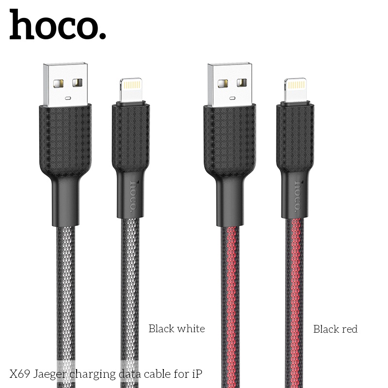 Cáp Sạc Nhanh Hoco X69 2.4A Vải Dệt Cho IP Dài 1m - Chính Hãng