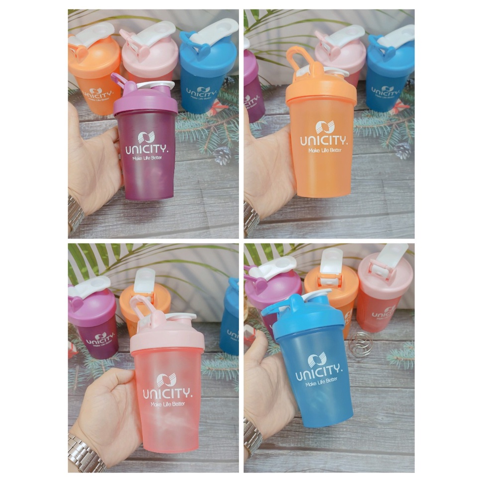 bình lắc Unicity, loại 500ml, có quai xách, tặng thêm lò xò lắc bột tiện lợi