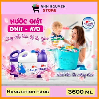 Nước giặt xả dnii-kid can 3600ml an toàn cho da trẻ nhỏ, siêu thơm, siêu tiết kiệm