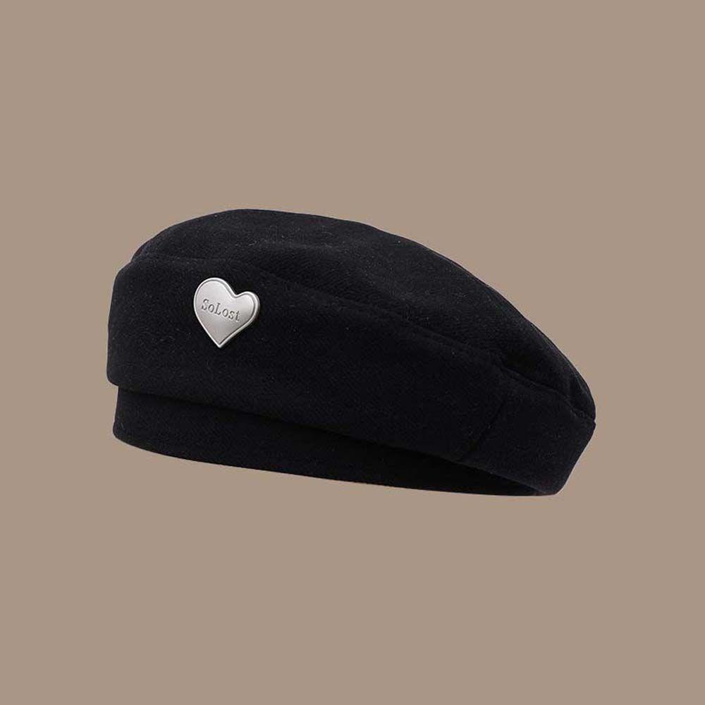 Anemone Mũ Beret Họa Sĩ Anh Quốc Cổ Điển Hình Trái Tim Chống Gió Mùa Đông Trang Trí Cho Nữ