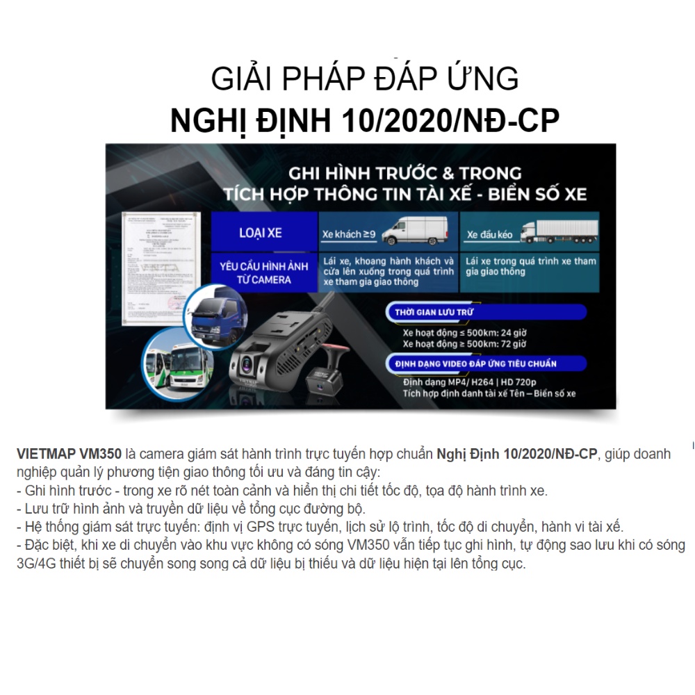 Camera hành trình Vietmap VM350 - Camera Chuẩn Nghị Định 10