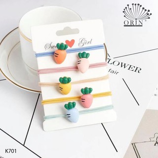 Set 5 buộc tóc, chun cột tóc cà rốt dễ thương Orin K701
