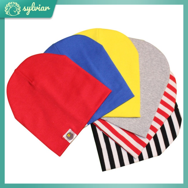 Mũ Beanie Cotton Dệt Kim Kẻ Sọc 3 Tuổi Thời Trang Xuân Thu Cho Bé