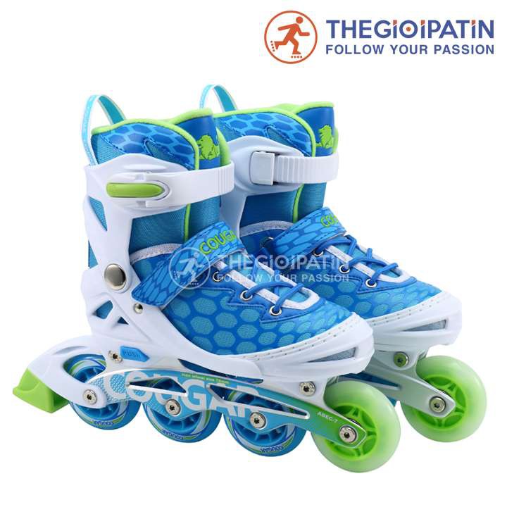 Giày Patin Trẻ Em Cougar 767 (2 màu Xanh Hồng cho bé) giày patin trẻ em bánh đầu phát sáng