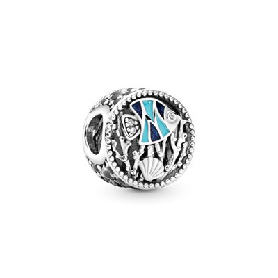 PANDORA Hạt Bạc 925 Ba Mặt Hình Hoa Hồng Đính Đá Zircon Xinh Xắn
