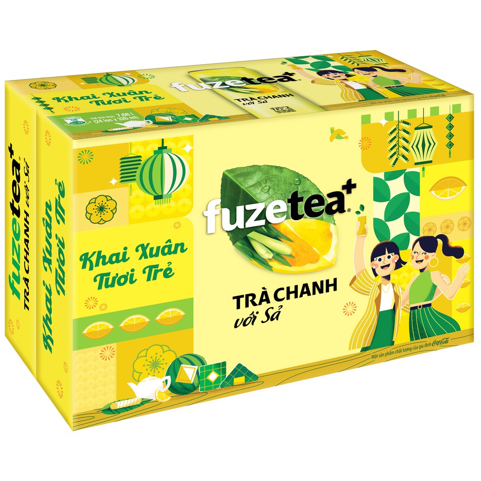 Thùng 24 lon Trà Chanh Sả Fuzetea 320mlx24