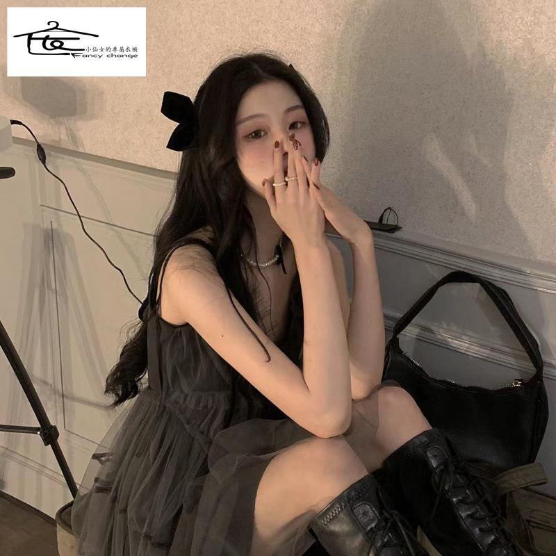 Đầm Hai Dây Cổ Chữ V Thiết Kế Lưới Phong Cách Phương Tây Thời Trang Xuân Hè Mới Cho Nữ