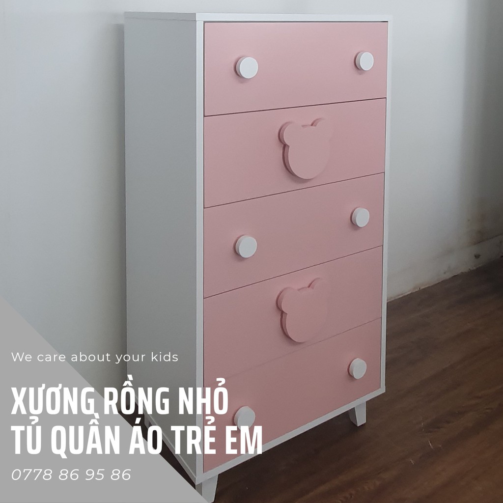 Tủ quần áo 5 ngăn kéo xinh xắn cho bé gái