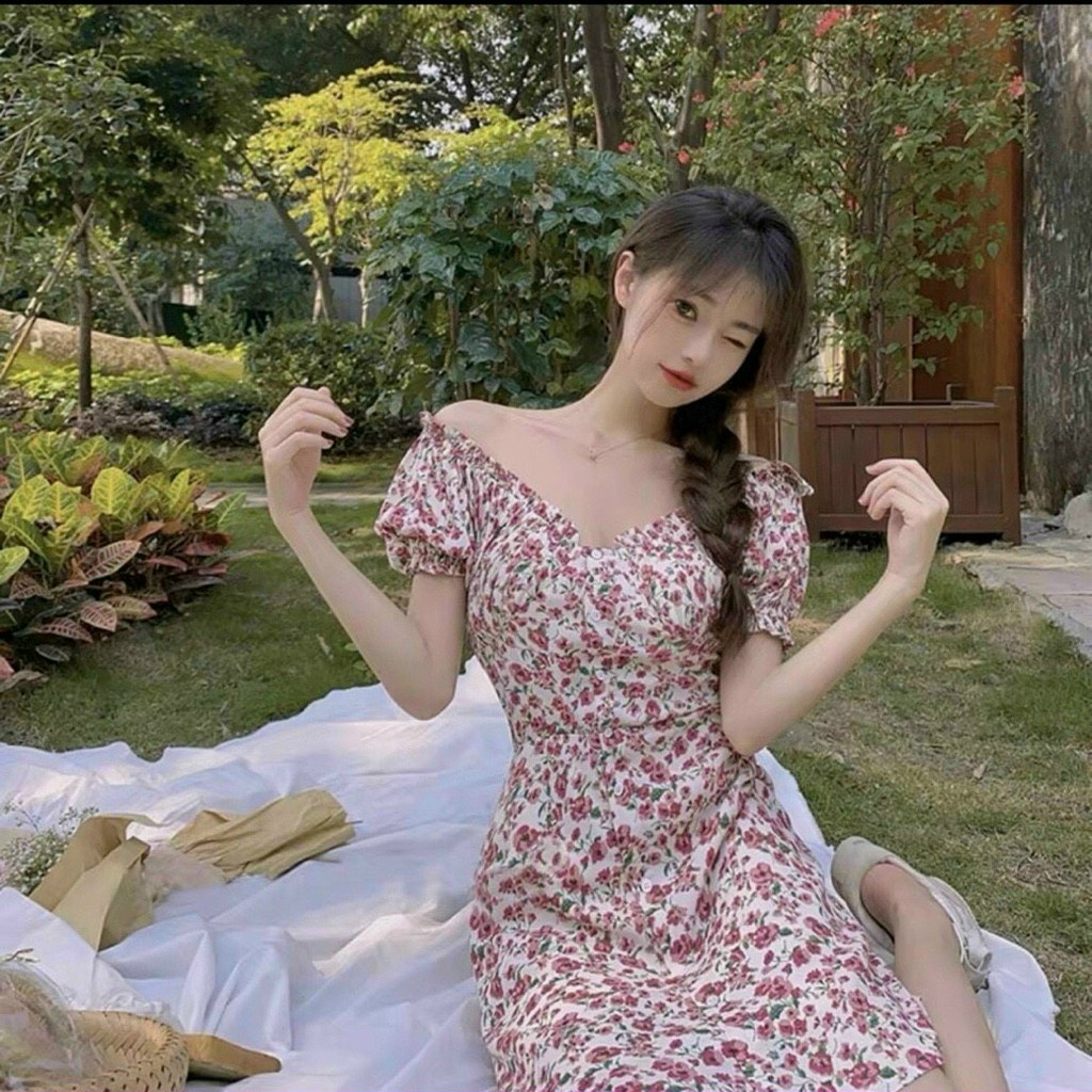 Đầm hoa nhí vintage, váy hoa nhí vintage dáng dài kèm ảnh thật | BigBuy360 - bigbuy360.vn