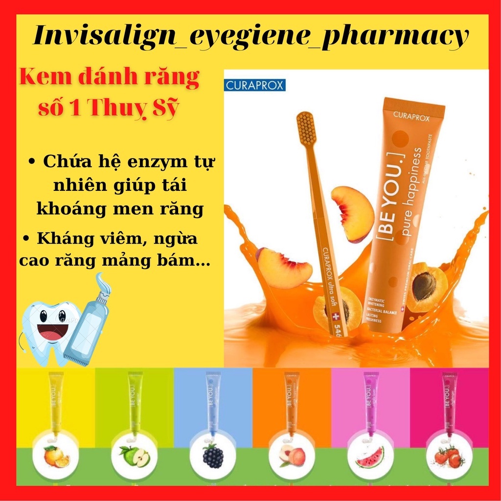 - Curaprox Be You 6 vị, 6 phong cách tuýp 60ml-  Hương vị trái cây rừng, dễ dùng, hiệu quả