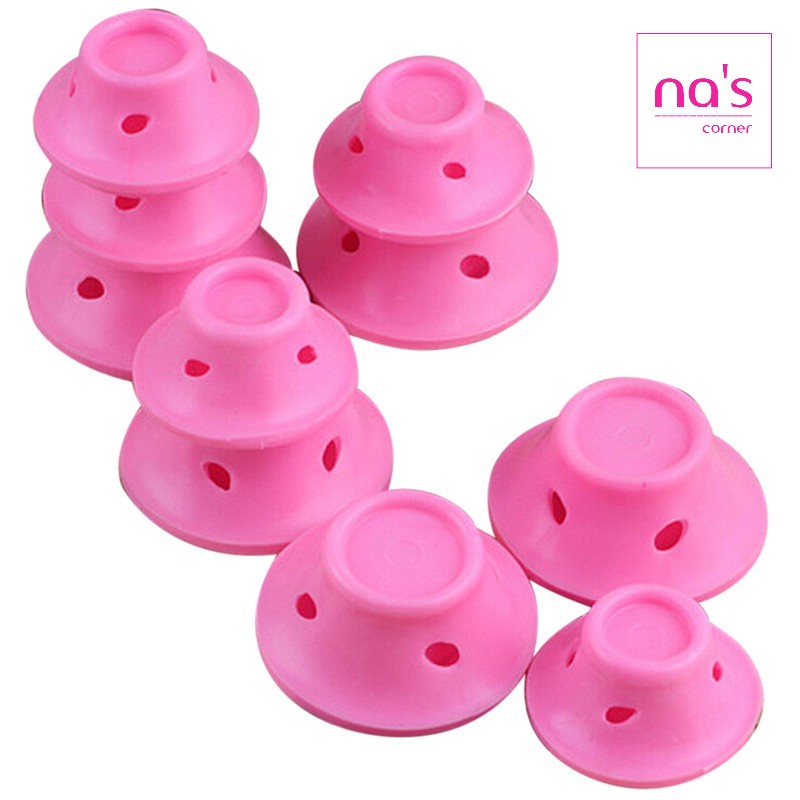 Bộ 10 Lô cuốn tóc Silicon không dùng nhiệt uốn tóc xoăn tự nhiên silicone