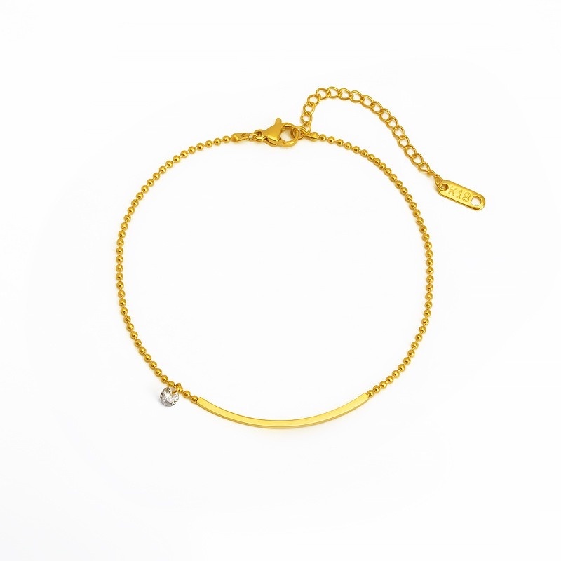 Lắc chân thép titan 18k không phai màu đính hạt tròn thời trang