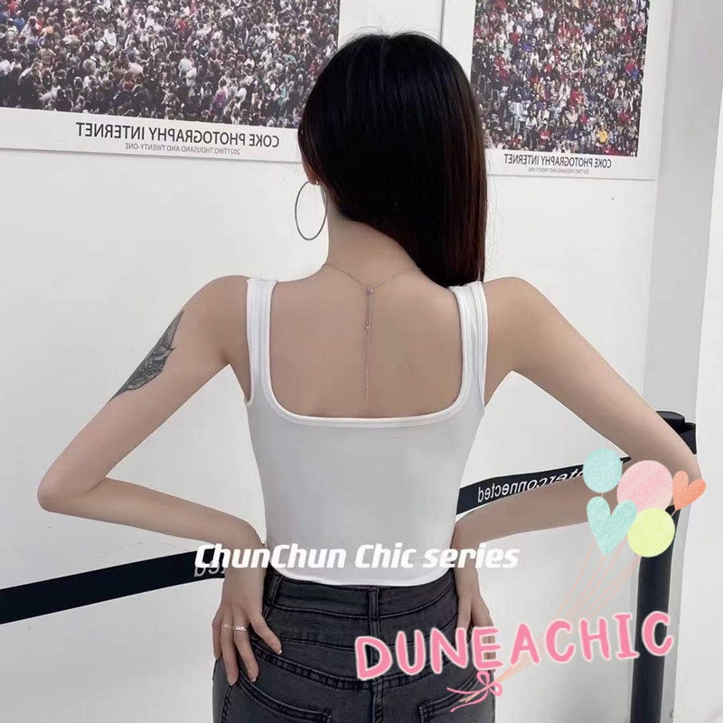 Áo Tank Top Cổ Vuông Hở Lưng Quyến Rũ Cho Nữ