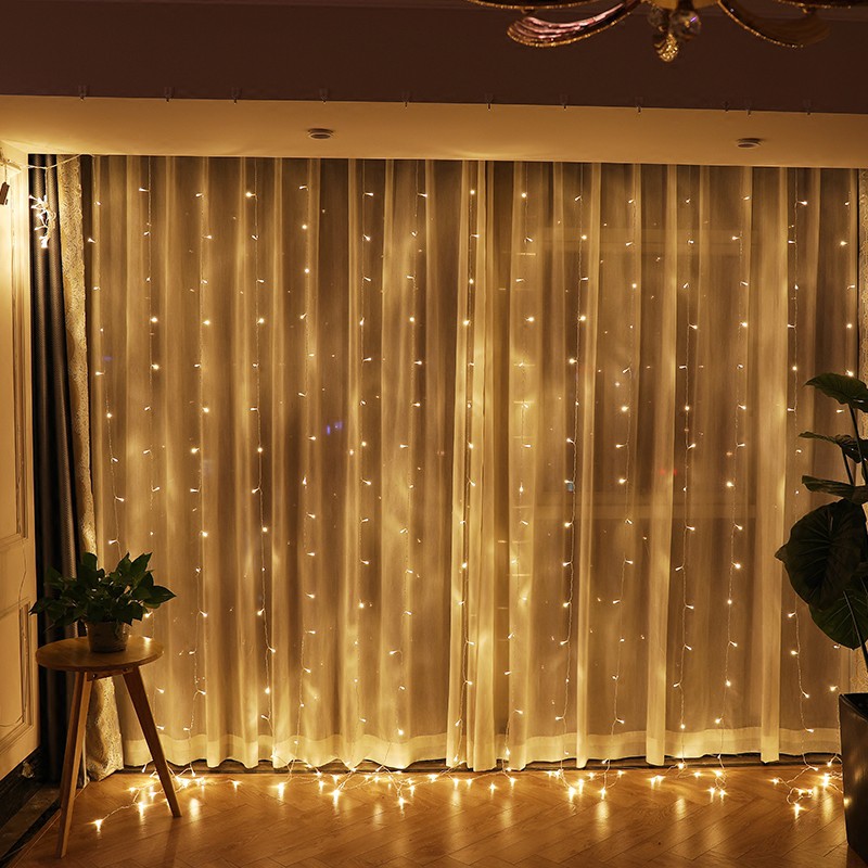 Led thác nước Đèn nháy thả mành dài 3m 10 sợi thả thả mành chống nước trang trí