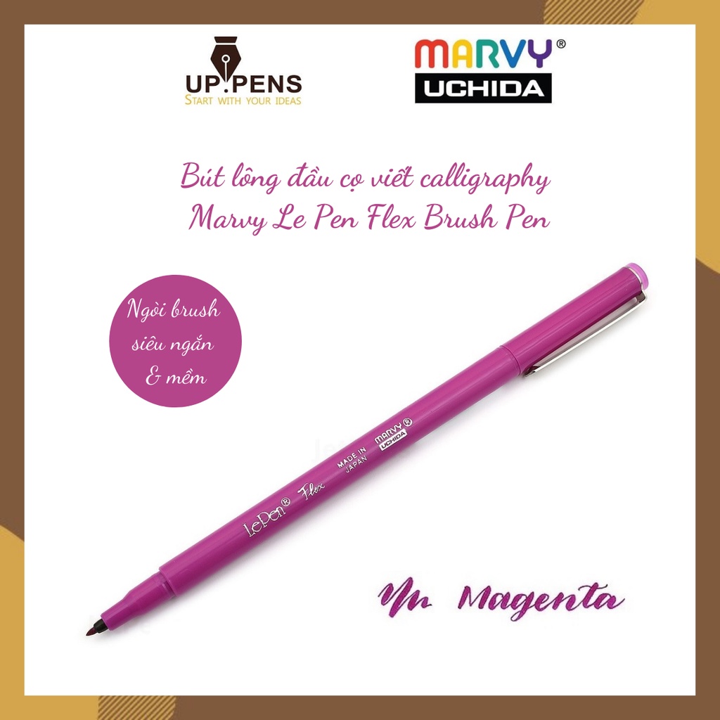 Bút lông đầu cọ viết calligraphy Marvy Le Pen Flex Brush Pen - Màu hồng tím (Margenta)