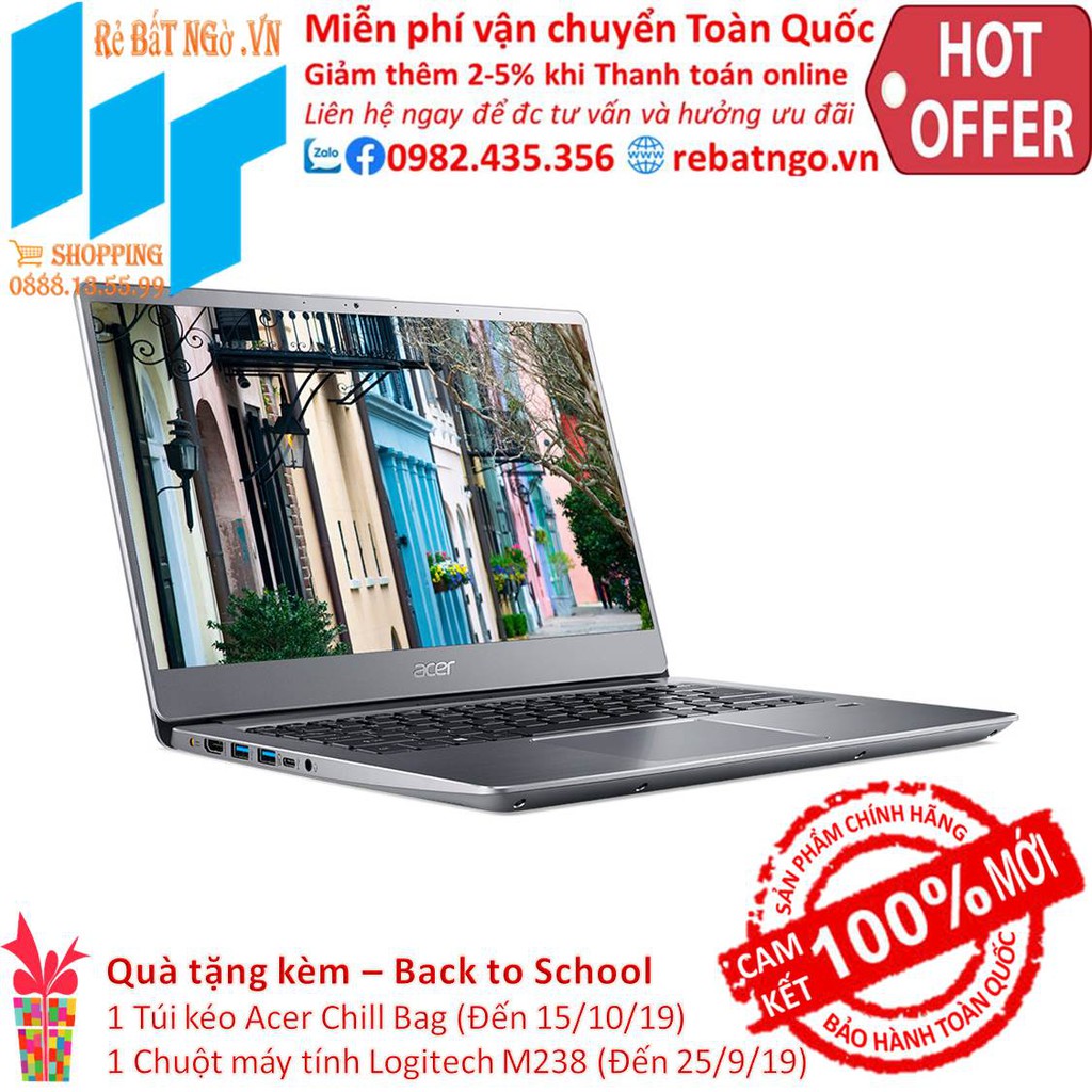 Laptop Acer Swift 3 SF314-56-596E NX.H4CSV.006 14 inch FHD_i5-8265U_4GB_256GB SSD_UHD 620_Win10_1.5 kg