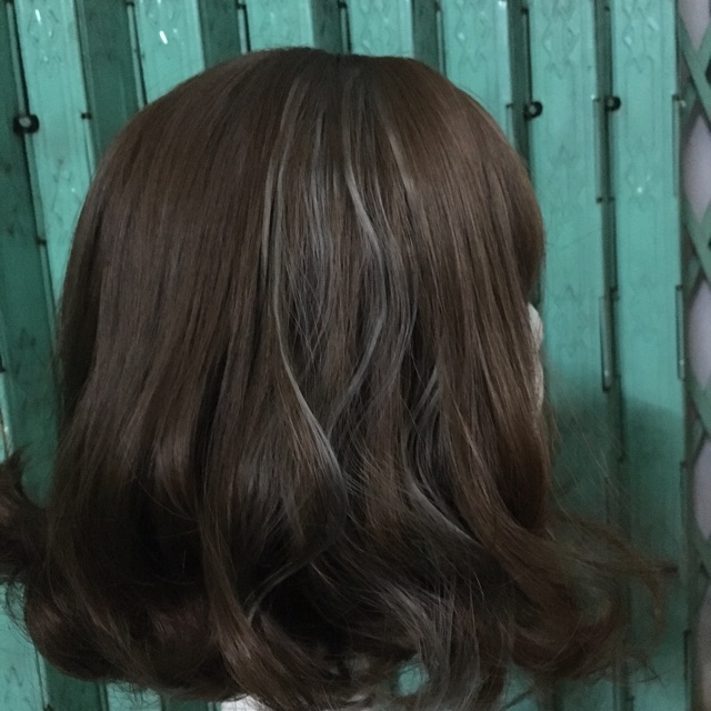 Tóc giả nguyên đầu-ảnh thật-tặng lưới chùm tóc