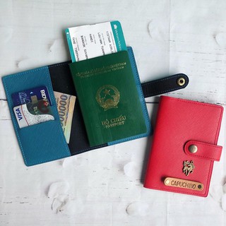 (FREE Name,Logo) Bao Da Hộ Chiếu - Passport Cover Có Khuy Bấm Gắn Tên Chủ Nhân