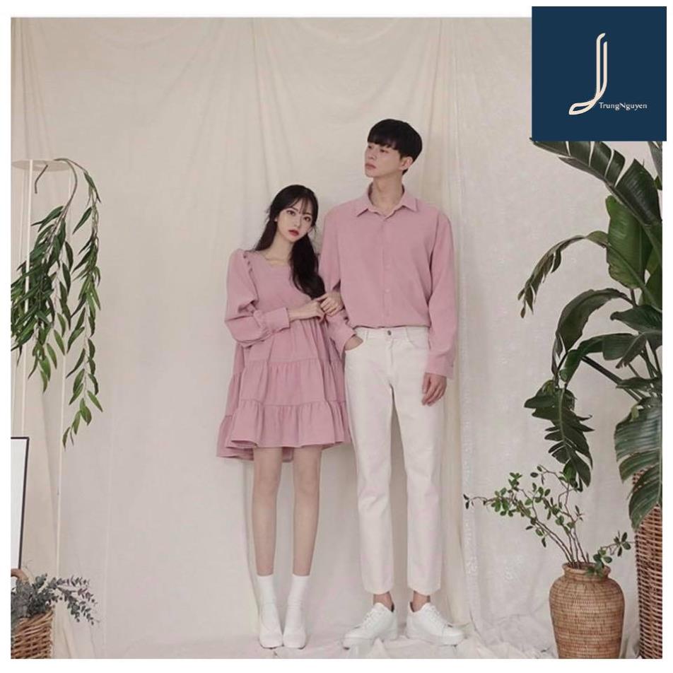 Áo đôi nam nữ đẹp TrungNguyen Set áo váy sơ mi đôi chất đẹp Hàn Quốc Couple AV70