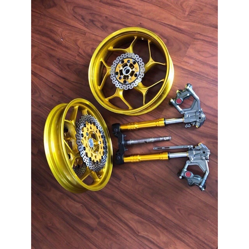 Combo phuộc trước upside down vành asiro 2 đĩa cho exciter