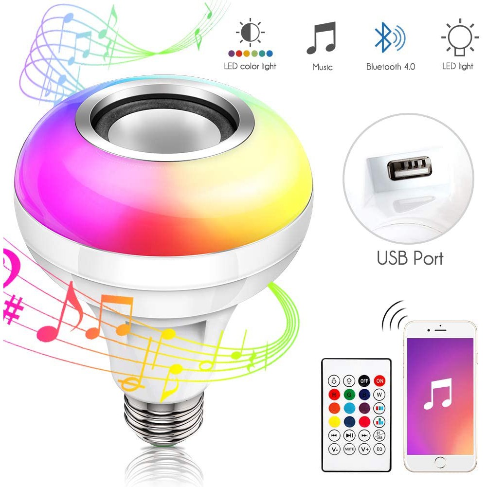 Đèn Led Kiêm Loa Bluetooh Music Lamp E27 12W LED RGB Bluetooth Speaker Bulb