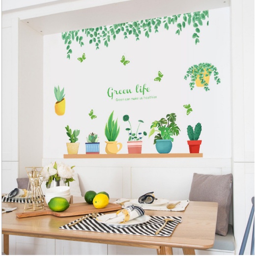 Decal dán tường, tranh dán tường cây hoa lá trang trí nhà cửa, quán cà phê hàng cao cấp - MyNa Mart