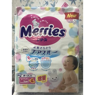 {TP.HCM} BỈM TÃ DÁN MERRIES NỘI ĐỊA NHẬT CỘNG MIẾNG size M (68 miếng)